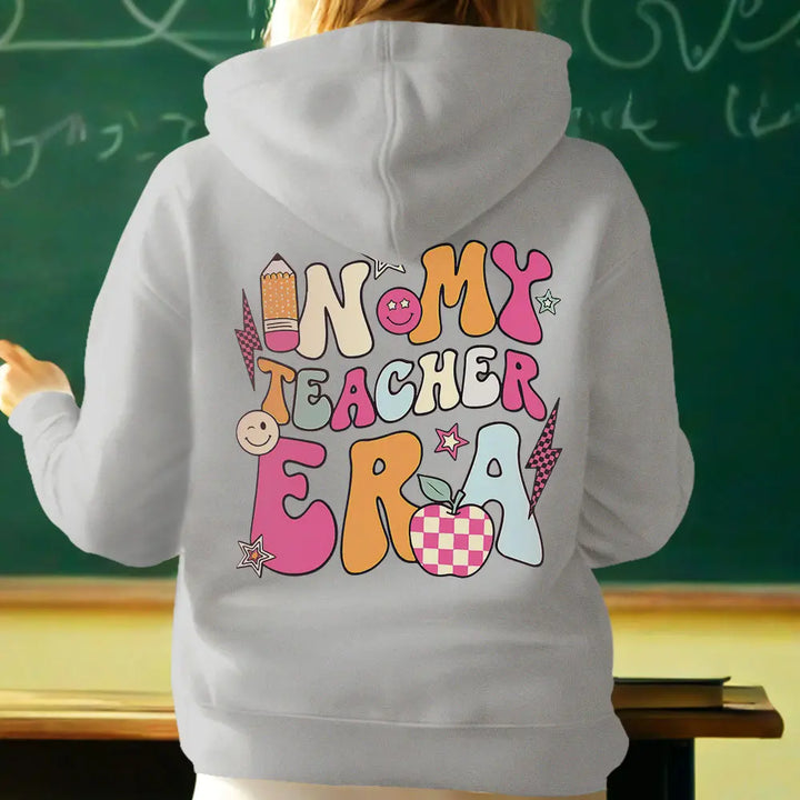 Personalized In My Teacher Era Hooded Sweatshirt Teacher Custom Name Hooded Sweatshirt Back to School Gifts