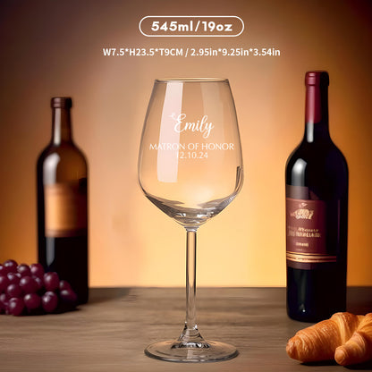 Personalized Name Red Wine Glass Bridal Party Gifts