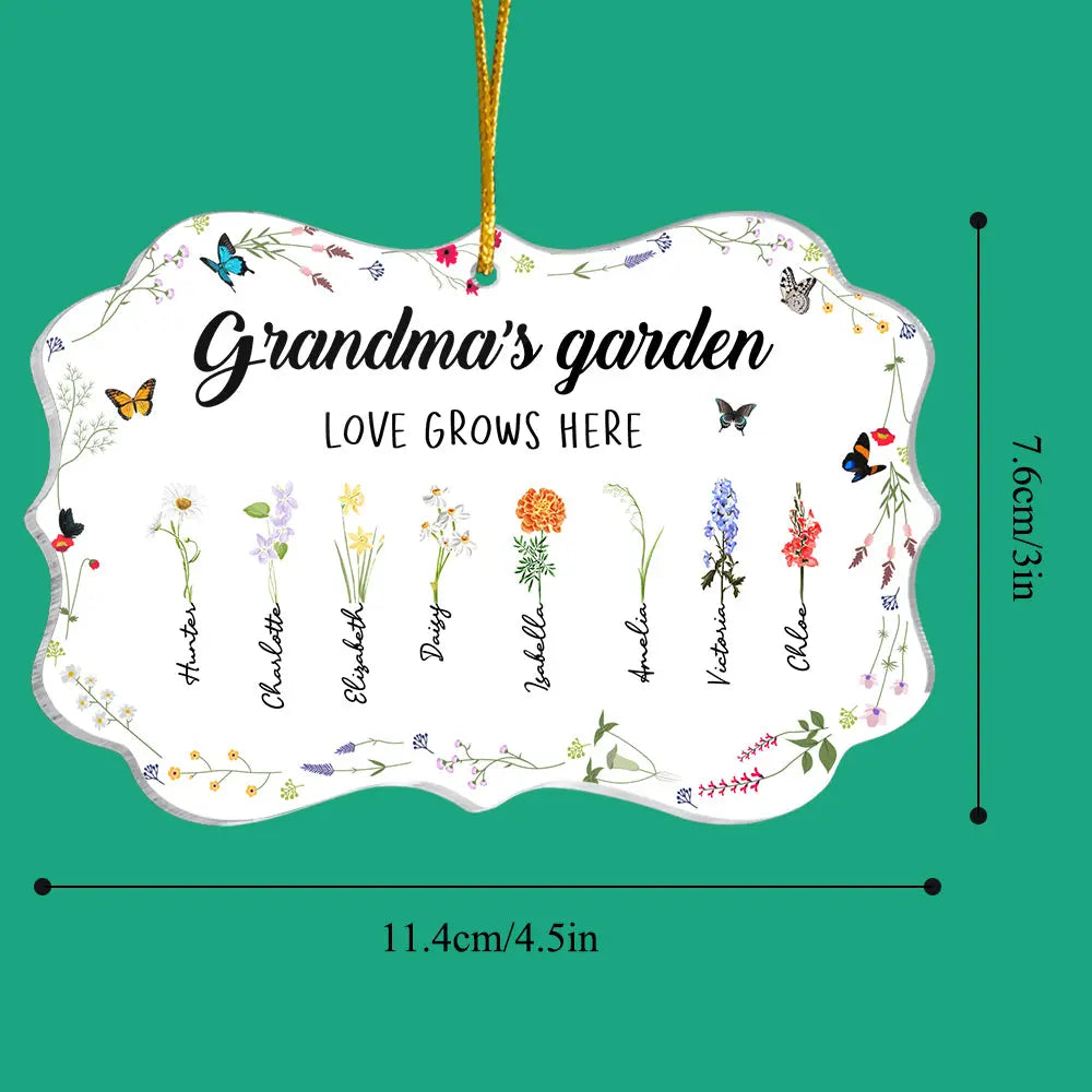 Personalized Grandma's Garden Birth Flowers Acrylic Ornament Custom Birth Month Flower Mother's Day Gifts