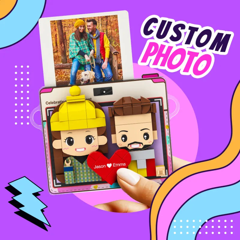 Personalized Brick Figure Fridge Magnets Pink Photo Stickers DIY Gift Fridge Magnets Gifts For Girlfriend Boyfriend Valentines Day