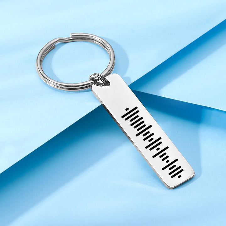 Single Side Engraved Stainless Steel Scannable Code Music Keychain