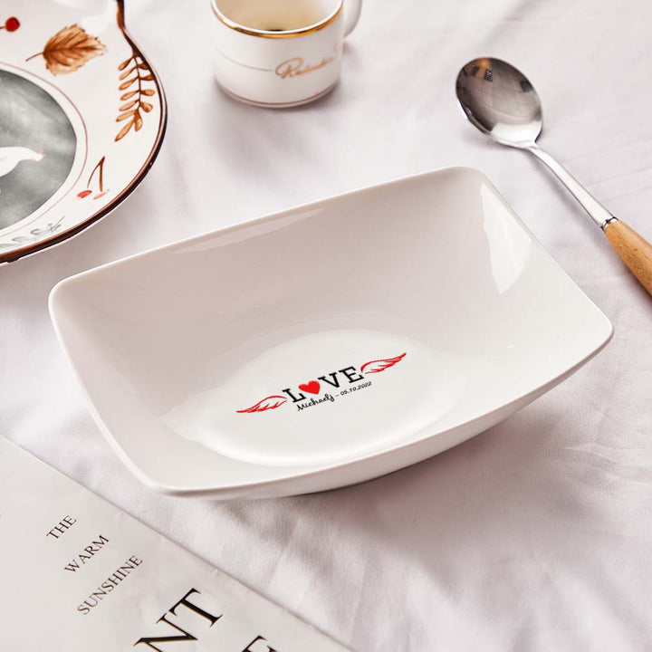 Custom Name Platters LOVE Heart Personalized Engraved Tableware Plate