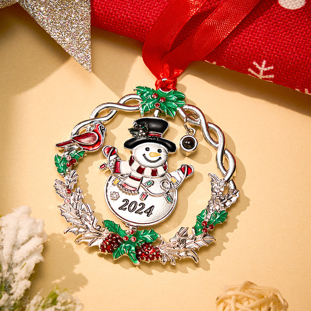 Personalized Photo Snowman Projection Ornament – Christmas Tree Hanging Decoration