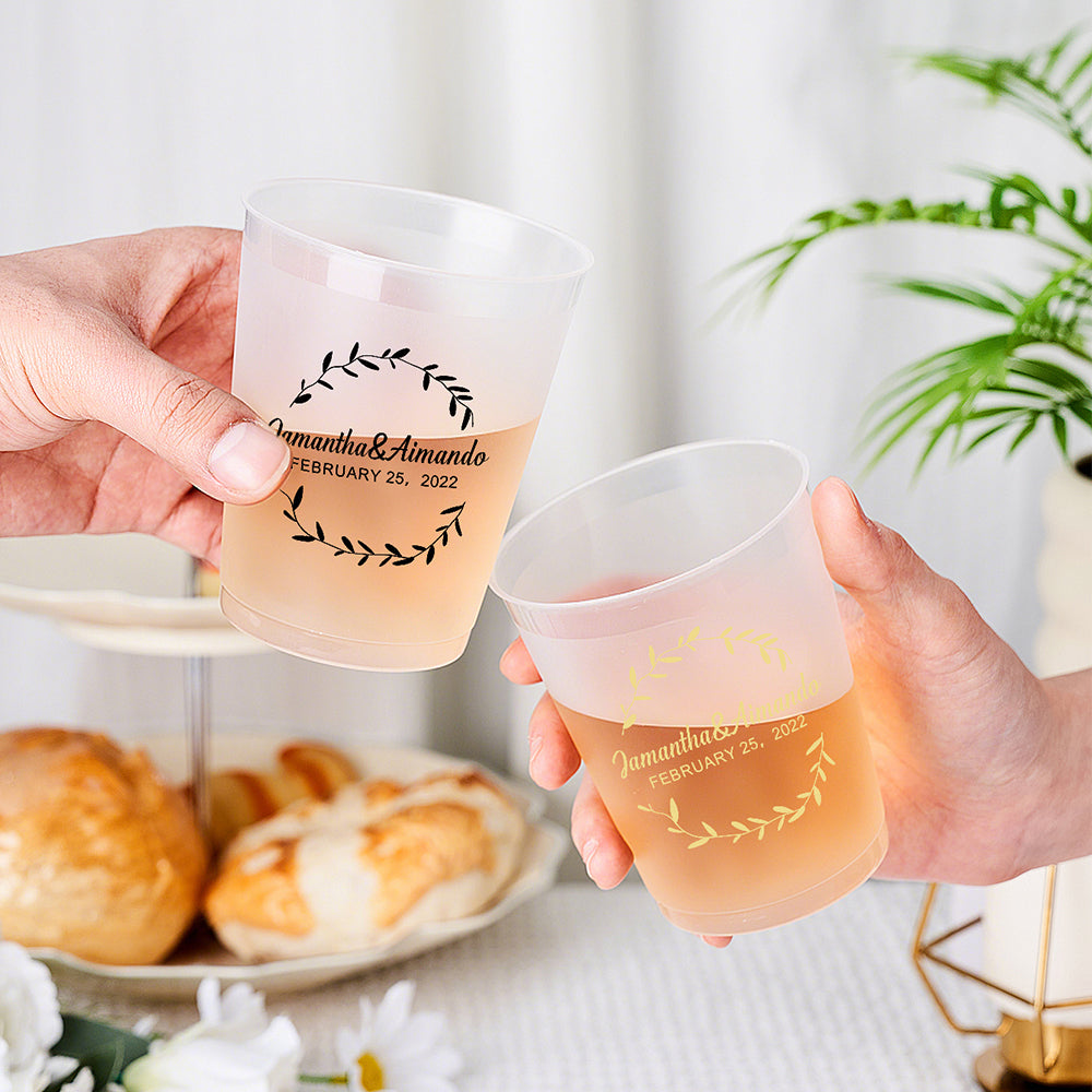 Personalized Disposable Plastic Cups for Wedding Engagement Party Supplies Gift for Couple