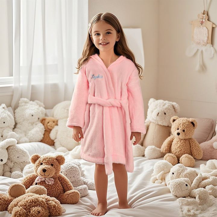 Personalized Baby Sleepwear with Embroidery Name Bear Ears Dressing Gown Gift for Kid