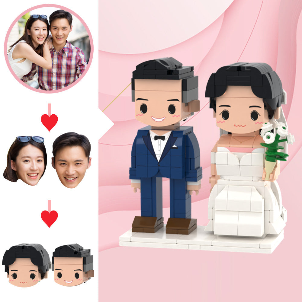 Wedding Gifts Western Style Wedding Cute Face Brick Figures Customizable Head 2 People Custom Brick Figures
