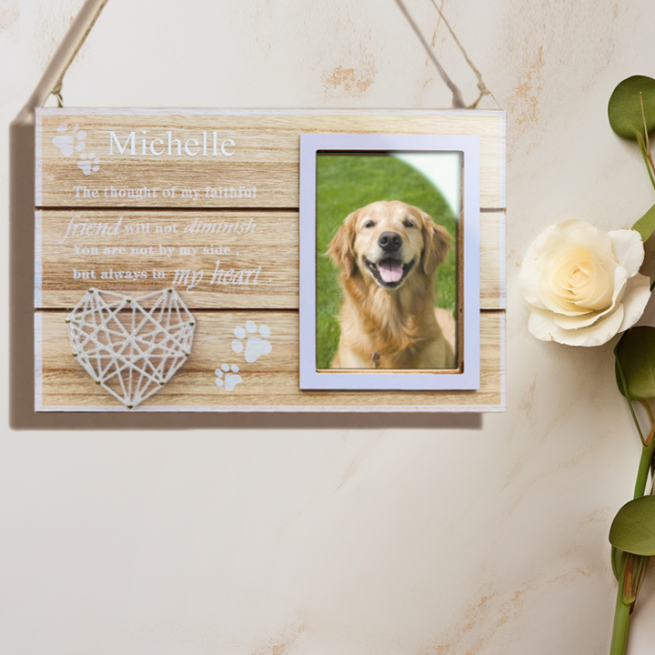 Personalized Engraved Wooden Heart String Art Photo Frame – Custom Gift for Pet Lovers