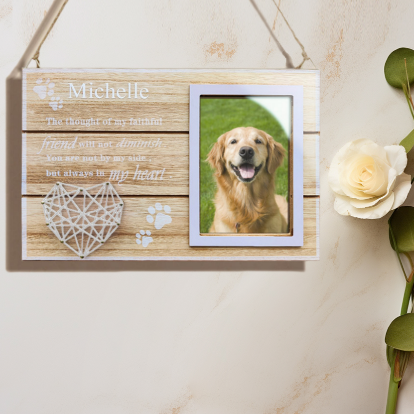 Personalized Engraved Wooden Heart String Art Photo Frame – Custom Gift for Pet Lovers