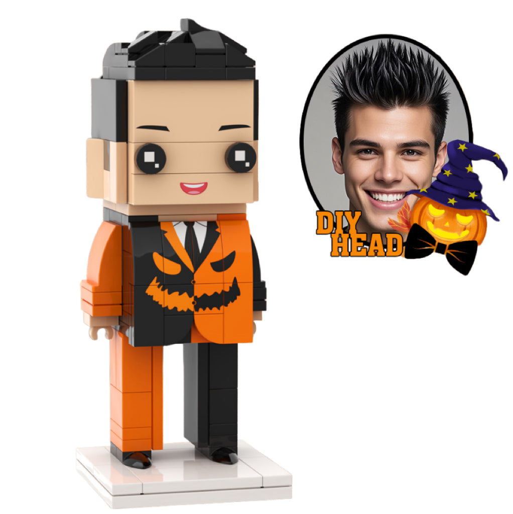 Custom Head Halloween Scary Pumpkin Boy DIY Halloween Brick Figures Personalized Small Particle Block Toy