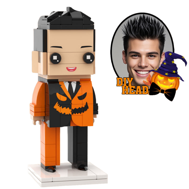 Custom Head Halloween Scary Pumpkin Boy DIY Halloween Brick Figures Personalized Small Particle Block Toy