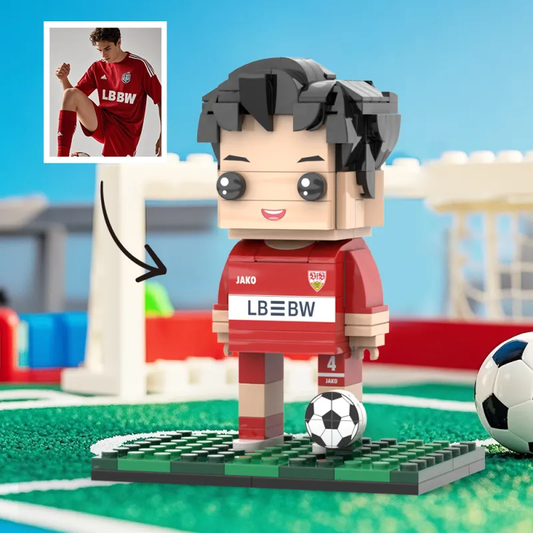 Full Body Customized 1-Person Football Brick Figure –Custom Head and Text, Birthday Gift, Perfect Personalized Gift for Football Players