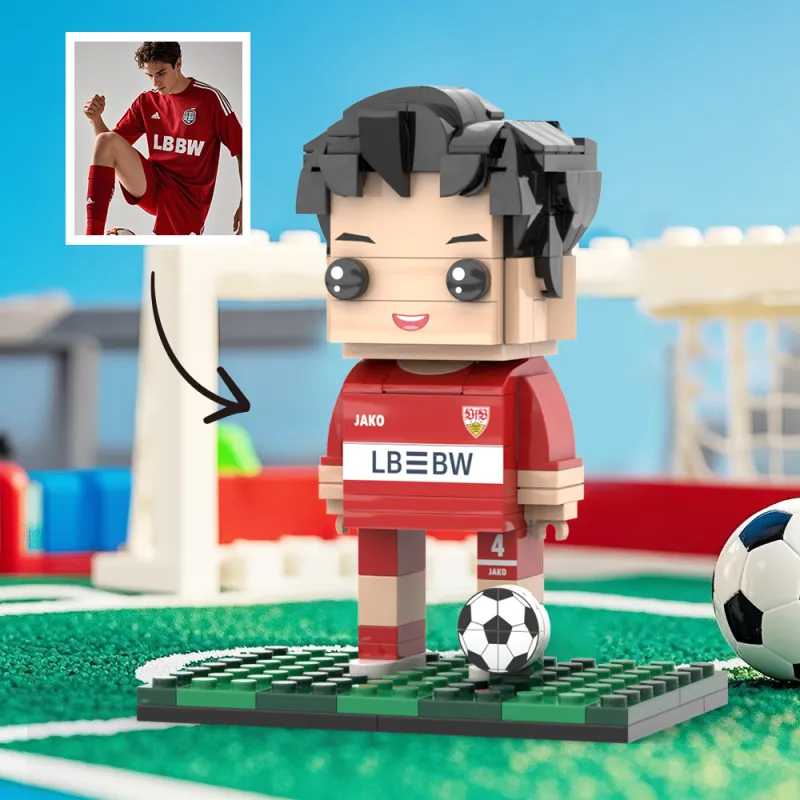 Full Body Customized 1-Person Football Brick Figure –Custom Head and Text, Birthday Gift, Perfect Personalized Gift for Football Players