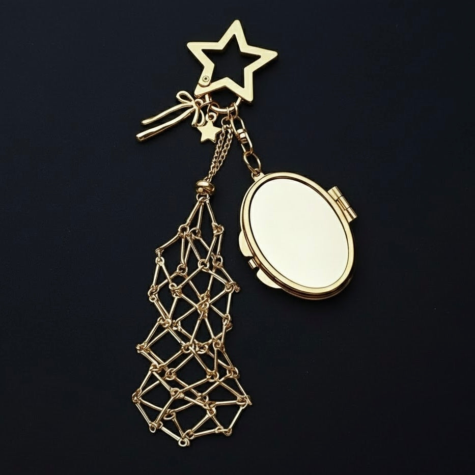 Lipstick Keychain with Mirror Metal Makeup Bag Charm Valentine's Day Gifts