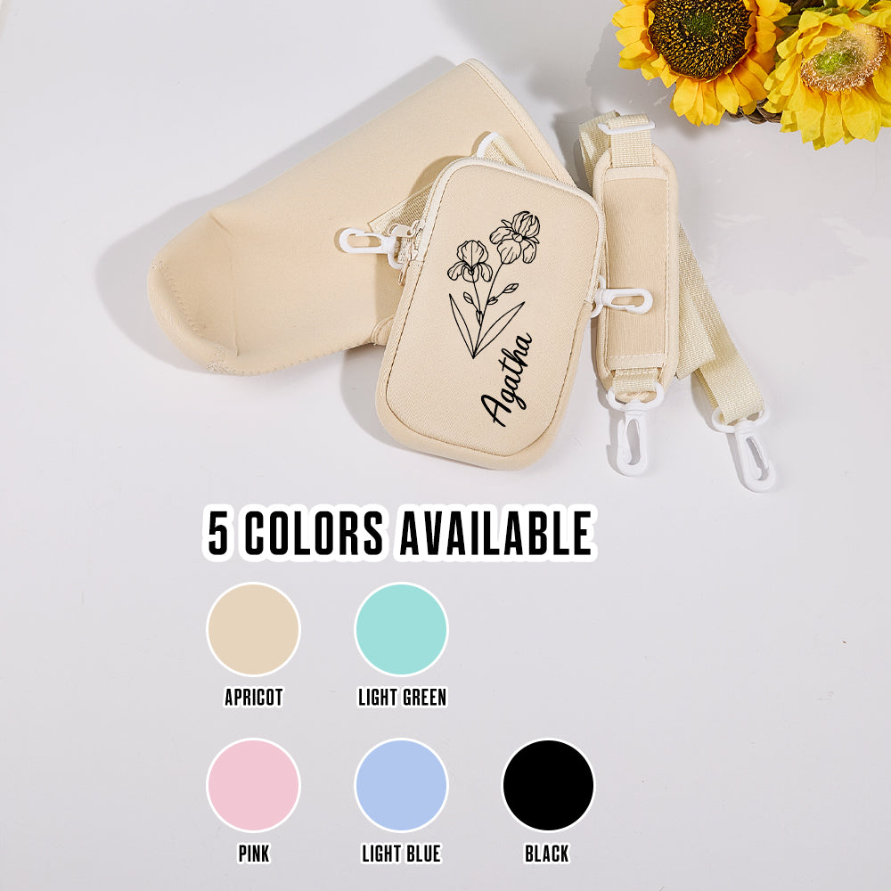 Personalized Birth Flower Waterproof Bottle Carrier Bag for 40oz Stanley Tumbler Gift for Her