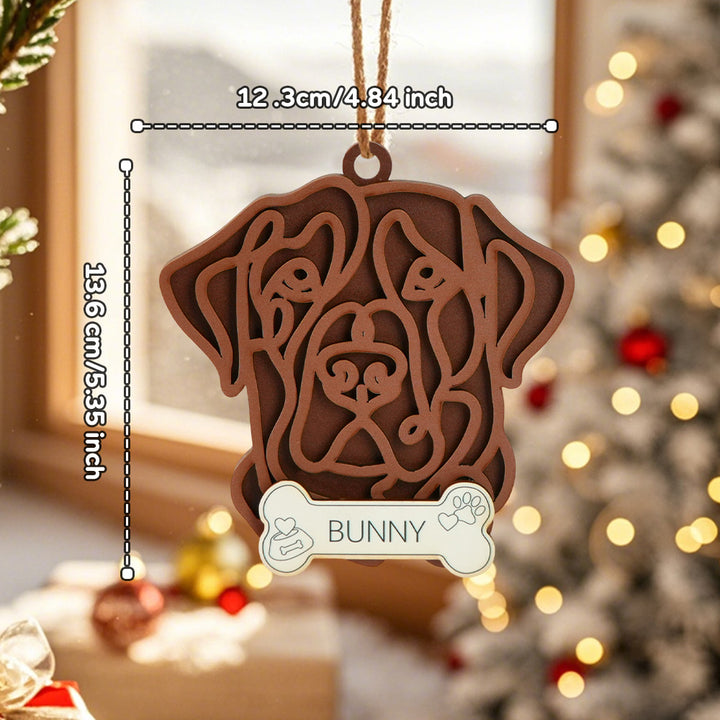 Personalized Line Art Dog with Name Christmas Ornament Christmas Gift for Dog Lover