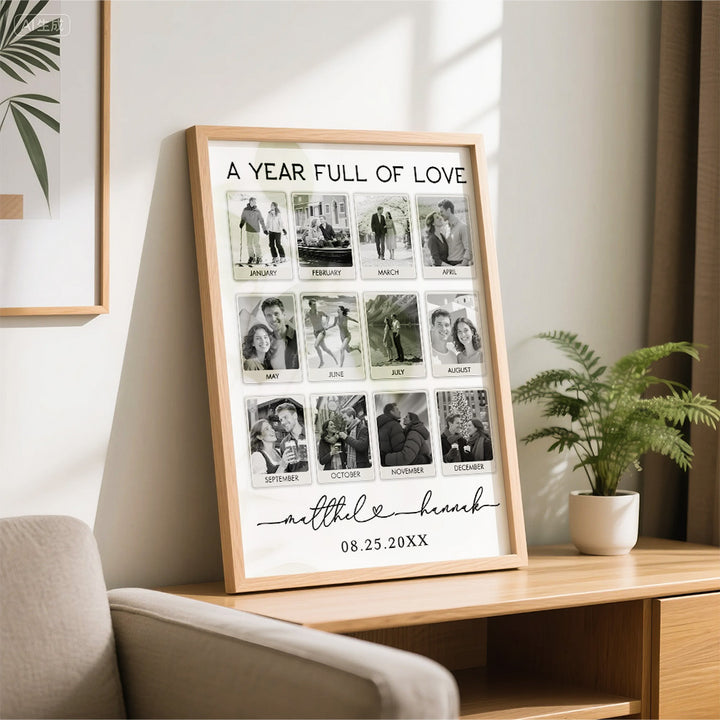 Custom Photo & Text Black & White Style Wooden Frame – Personalized Anniversary Keepsake Gift