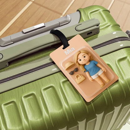 Fully Body Custom 3D Effect Cartoon Character Traveling Luggage Tag with Name and Photo 2D Printing Travel Accessory Birthday Gift