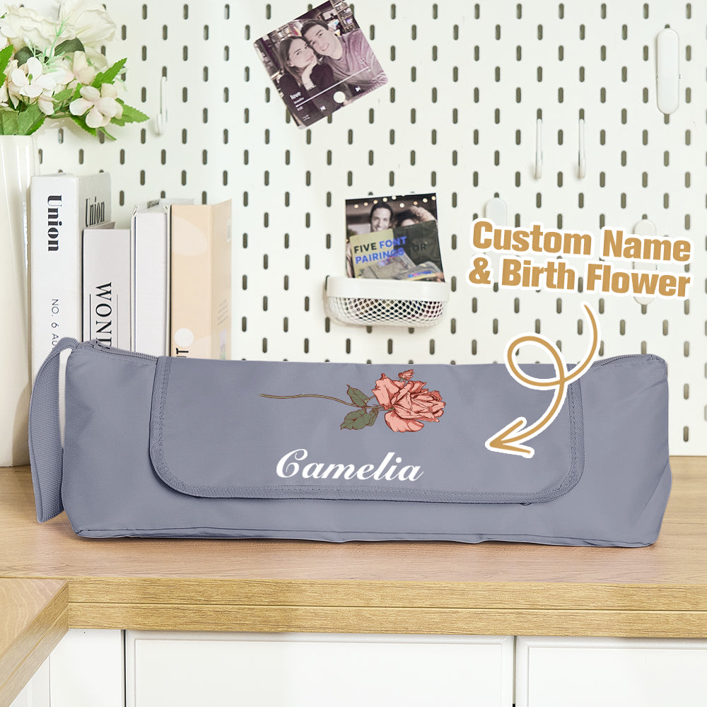 Personalized Birth Flower Heating Rod Storage Bag Waterproof Hairdressing Tool Kit Travel Accessories Gift for Her