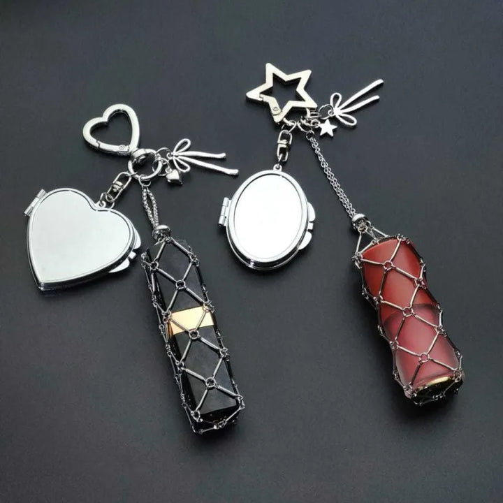Lipstick Keychain with Mirror Metal Makeup Bag Charm Valentine's Day Gifts