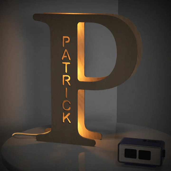 Personalised Wooden Letter Lamp Custom Name Alphabet Night Lights 19CM