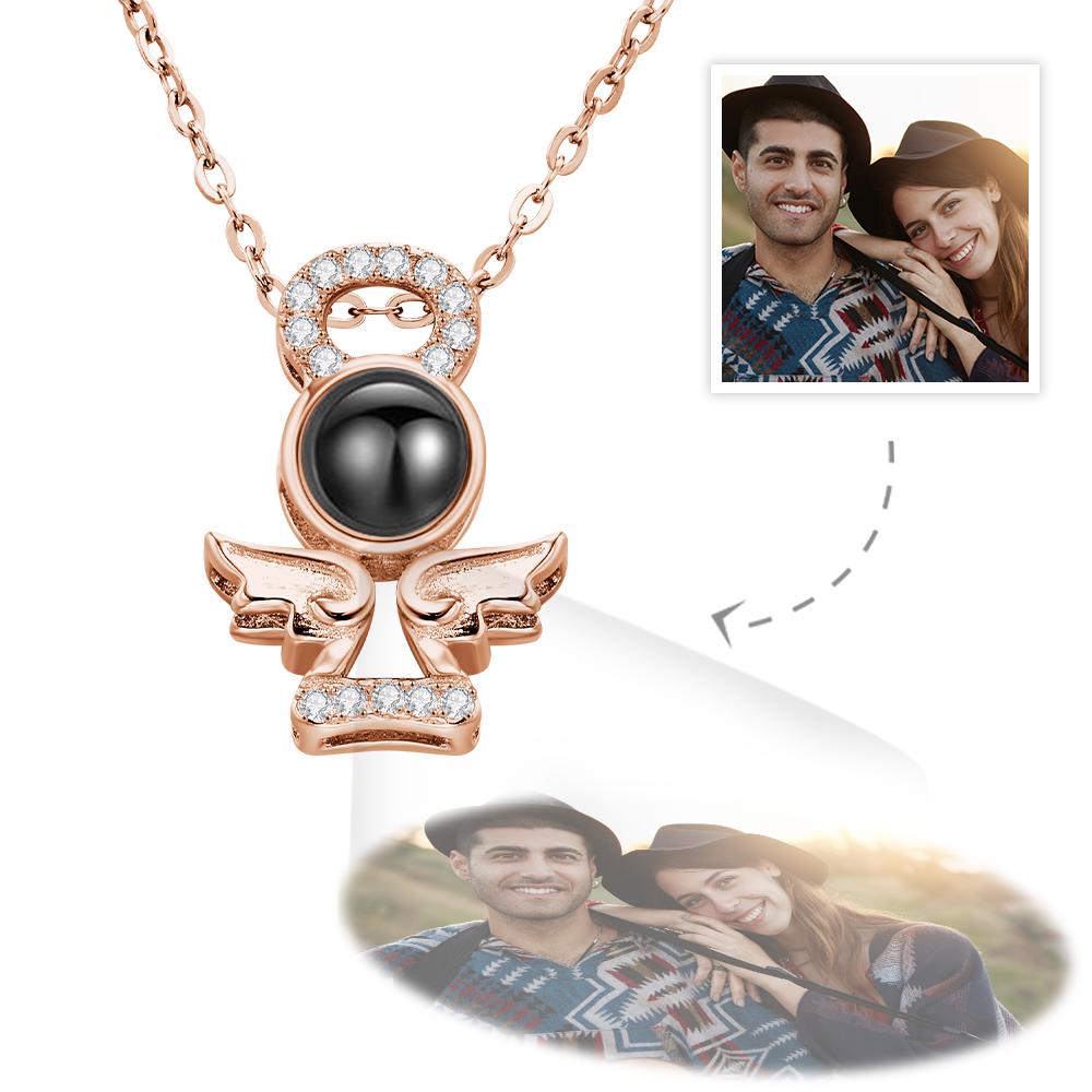 Personalized Guardian Angel Color Photo Projection Necklace