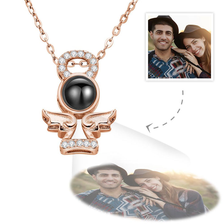 Personalized Guardian Angel Color Photo Projection Necklace