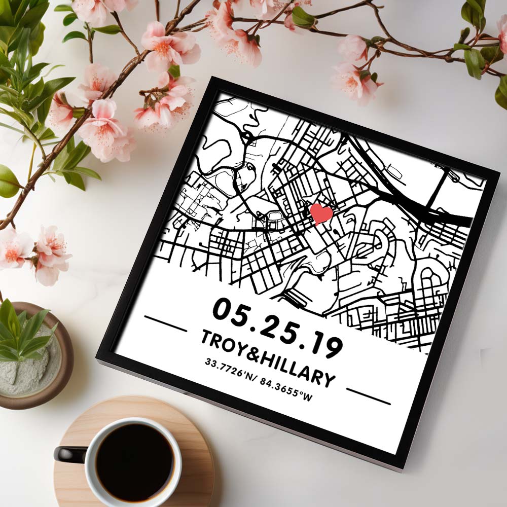 Custom Hand-Drawn Street Map Sign Plaque Personalized Unique Framed Gift Anniversary Love Gift