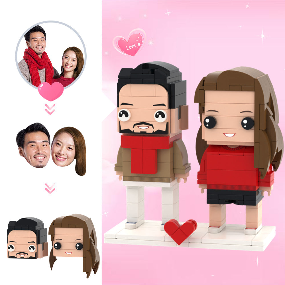 Custom Head Brick Figures Personalized 2 People Brick Figures Sweet Couple Brick Figures