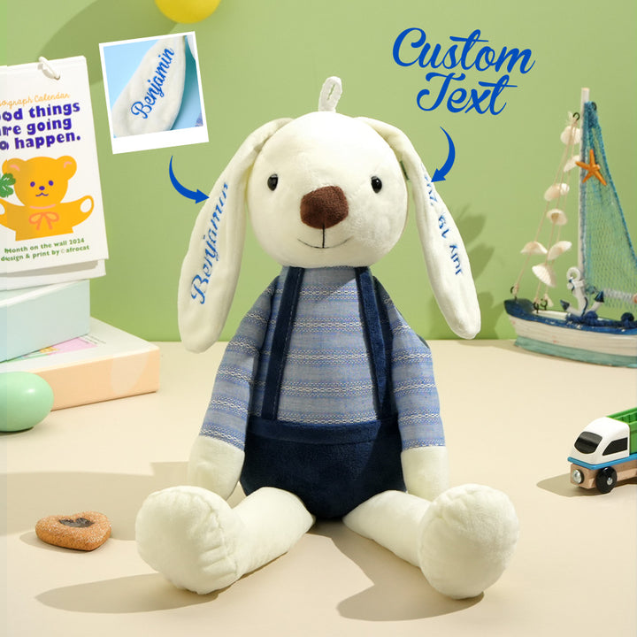 Personalized Bunny Plush Toys Custom Rabbit with Embroidered Name Gift for Children