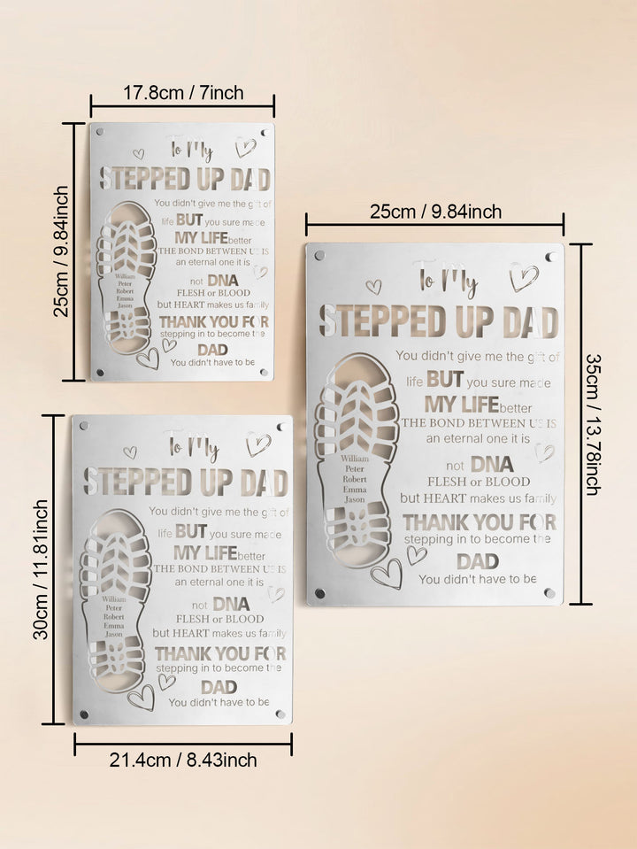 Personalized Stepped Up Dad Mirror Light Dad's Footprint Sign Gift for Father's Day
