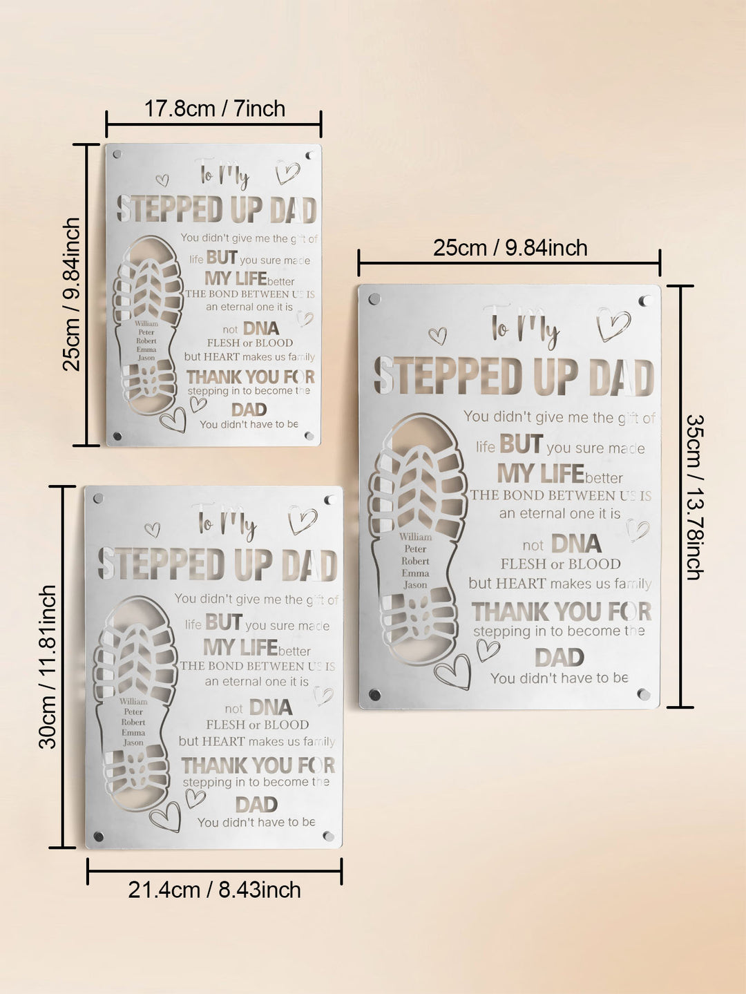 Personalized Stepped Up Dad Mirror Light Dad's Footprint Sign Gift for Father's Day