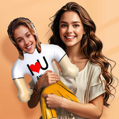 Custom Face & Text "I lOVE U" Blow Up Dolls Funny Inflatable Balloon Custom Air Doll for Party Favors
