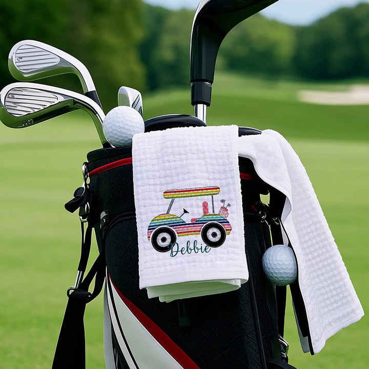 Personalized Golf Towel with Name Hanging Clip Golf Cart Towel Gift for Golf Lovers