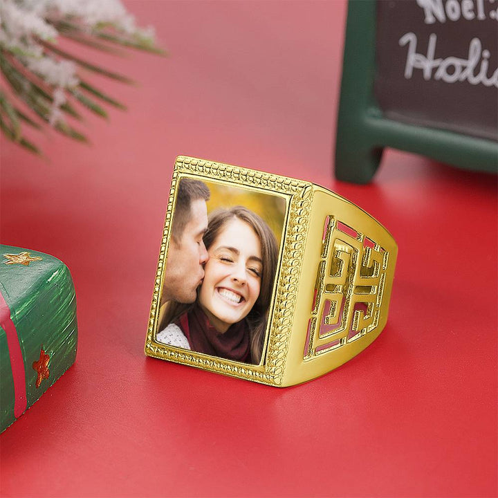Mother's Gift Custom Vintage Square Photo Ring