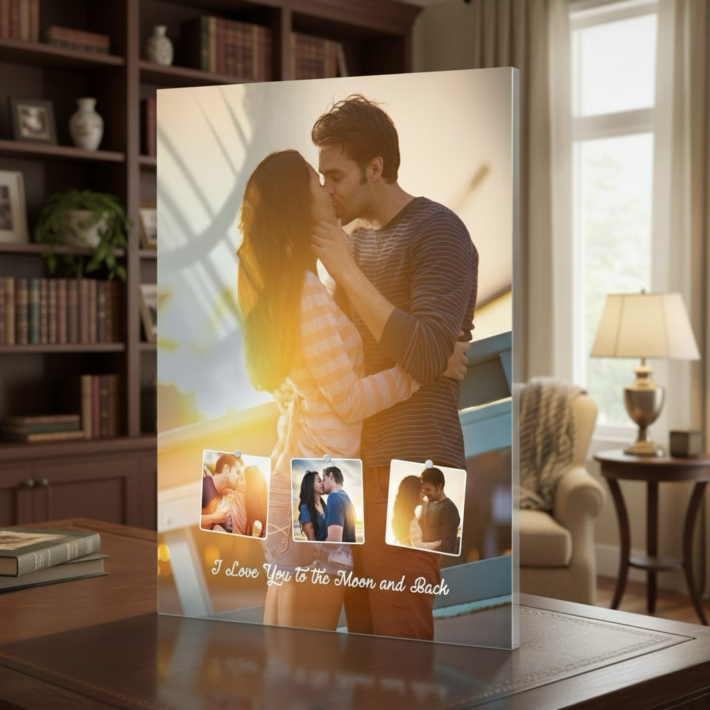 Custom Photo & Text Acrylic Plaque – Personalized Home Decor & Valentine's Day Gift