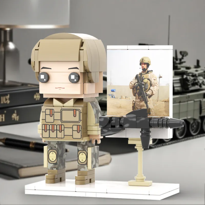 Full Body Customized 1 Person Brick Figures with Photo Soldier Theme Gift Birthday Gift Valentines Gift Father's Day Gift