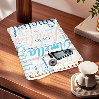 Personalized Name Book Cover with Pocket Book Cover Protector Gift for Book Lover
