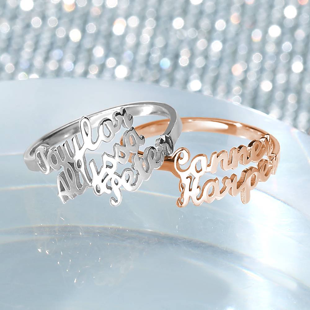 Custom Double Names Ring - 925 Sterling Silver