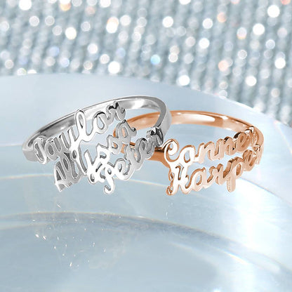 Custom Double Names Ring - 925 Sterling Silver