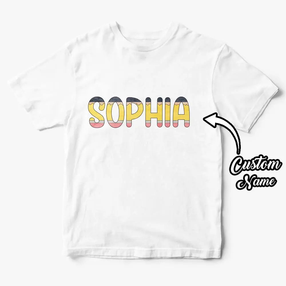 Personalized Back to School Pencil Name T-shirt First Day of School Shirt Gift for Kids