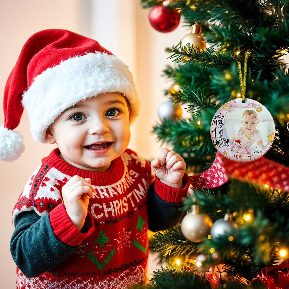 Personalized Baby's First Christmas Ornament with Photo Unicorn Christmas Ornament Gift for Kids