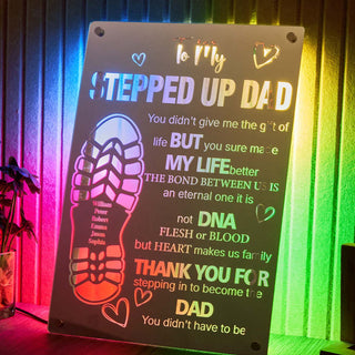 Personalized Stepped Up Dad Mirror Light Dad's Footprint Sign Gift for Father's Day