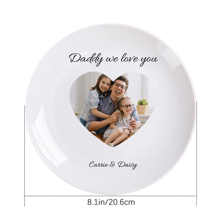 Customized Heart Photo Ceramics Dinner Plate Tableware Gifts For Mother's Day