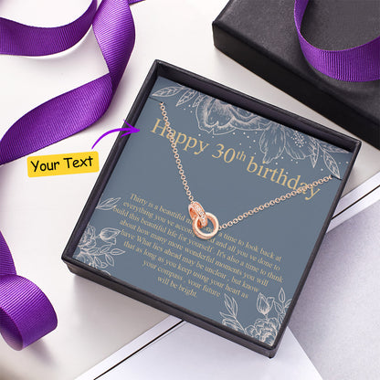 Double Ring Necklace with Message Card Personalized Birthday Gift for Lover