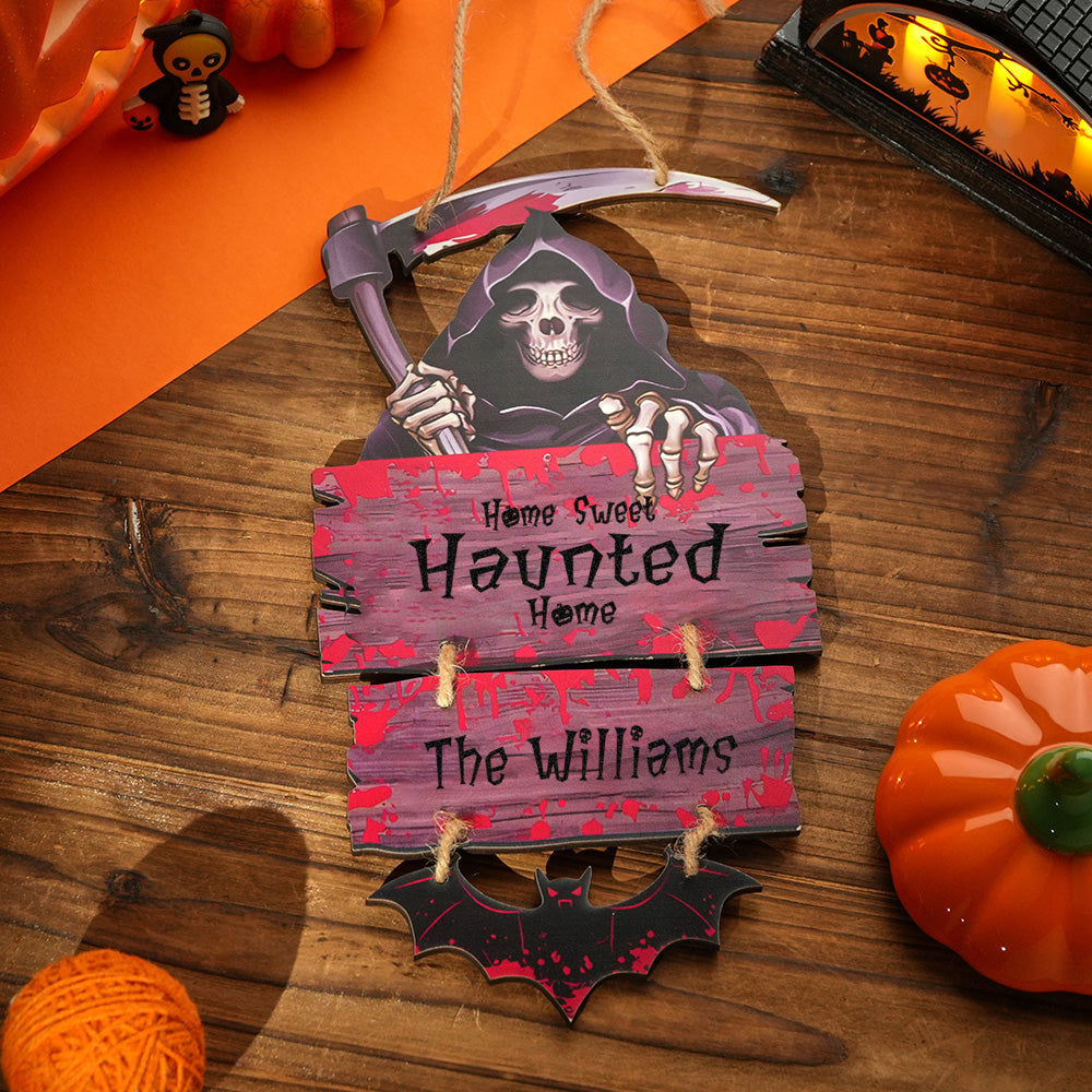 Personalized Death Scythe Ornaments Halloween Door Sign Home Decor for Halloween Gift