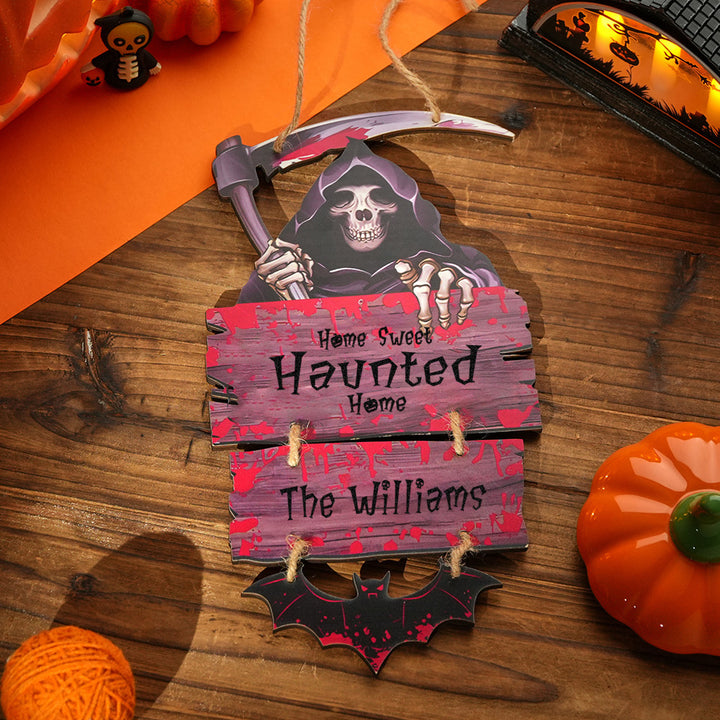 Personalized Death Scythe Ornaments Halloween Door Sign Home Decor for Halloween Gift
