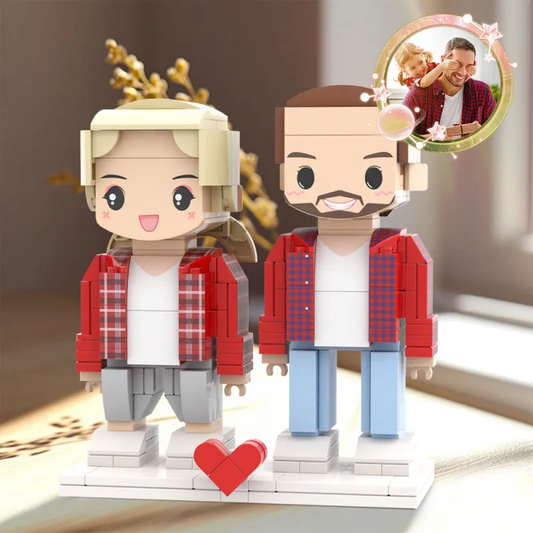 Customized Father's Day Gift Building Block Fully Body 2 People Custom Brick Figures Cute Face Brick Figures