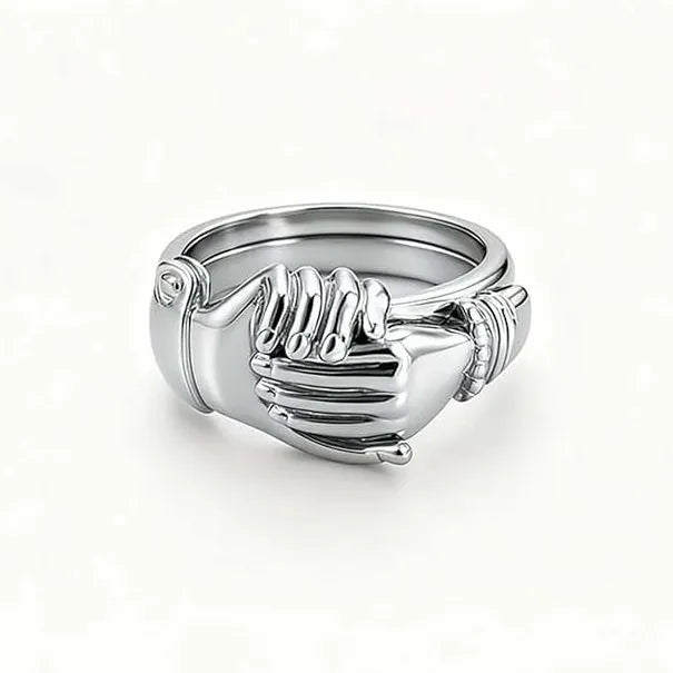 Open Hands Heart Ring Fede Gimmel Clasped Hands Ring Holding Hands Claddagh Band Hug Ring Bronze Couple Rings for Women