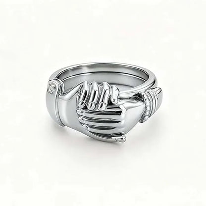 Open Hands Heart Ring Fede Gimmel Clasped Hands Ring Holding Hands Claddagh Band Hug Ring Bronze Couple Rings for Women