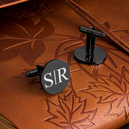 Personalized Engraved Tie Clip and Cufflinks Set with Wooden Box Wedding Gift for Men Groomsmen